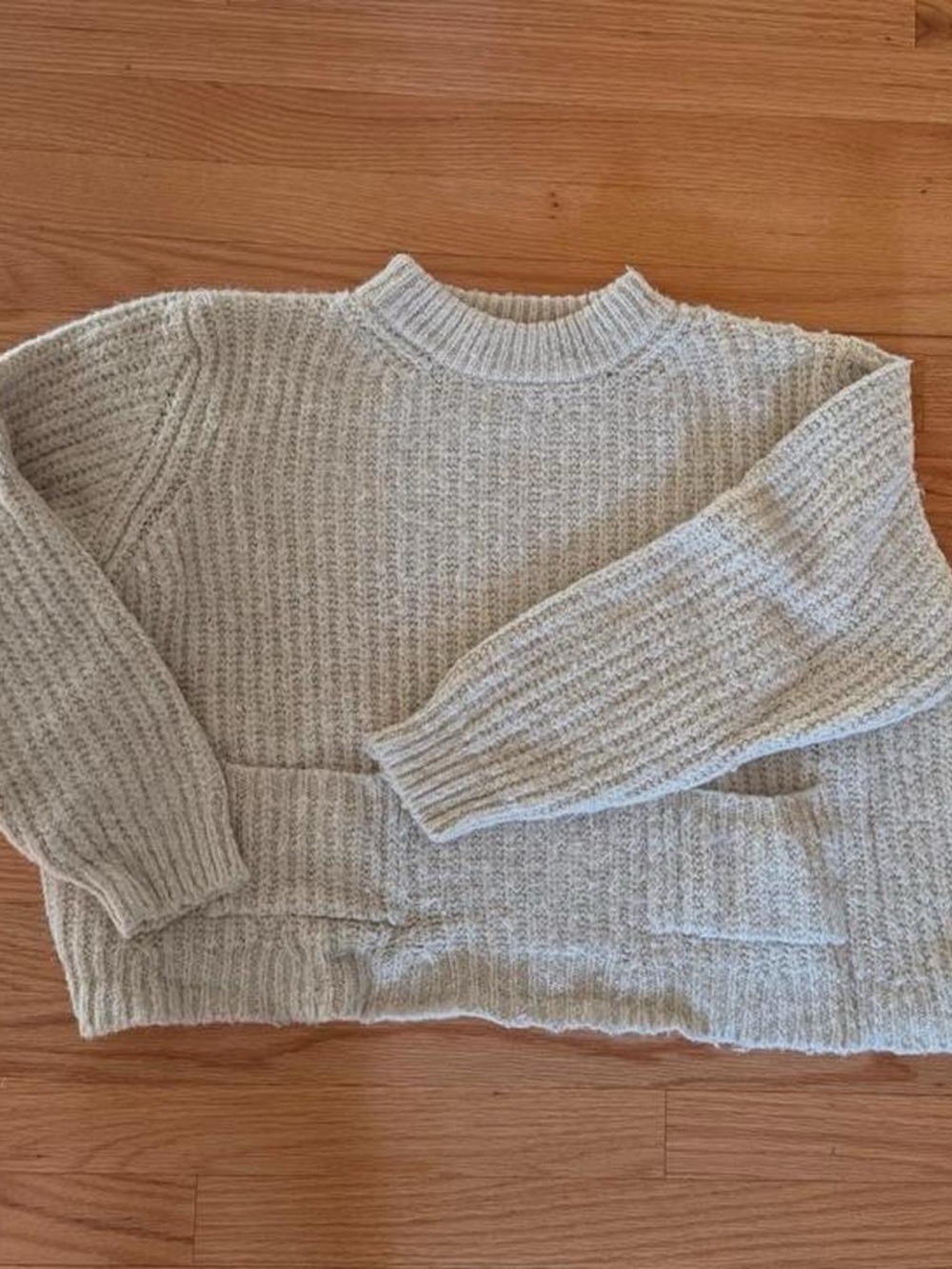 Zara Women’s Cream Textured Crewneck Sweater
